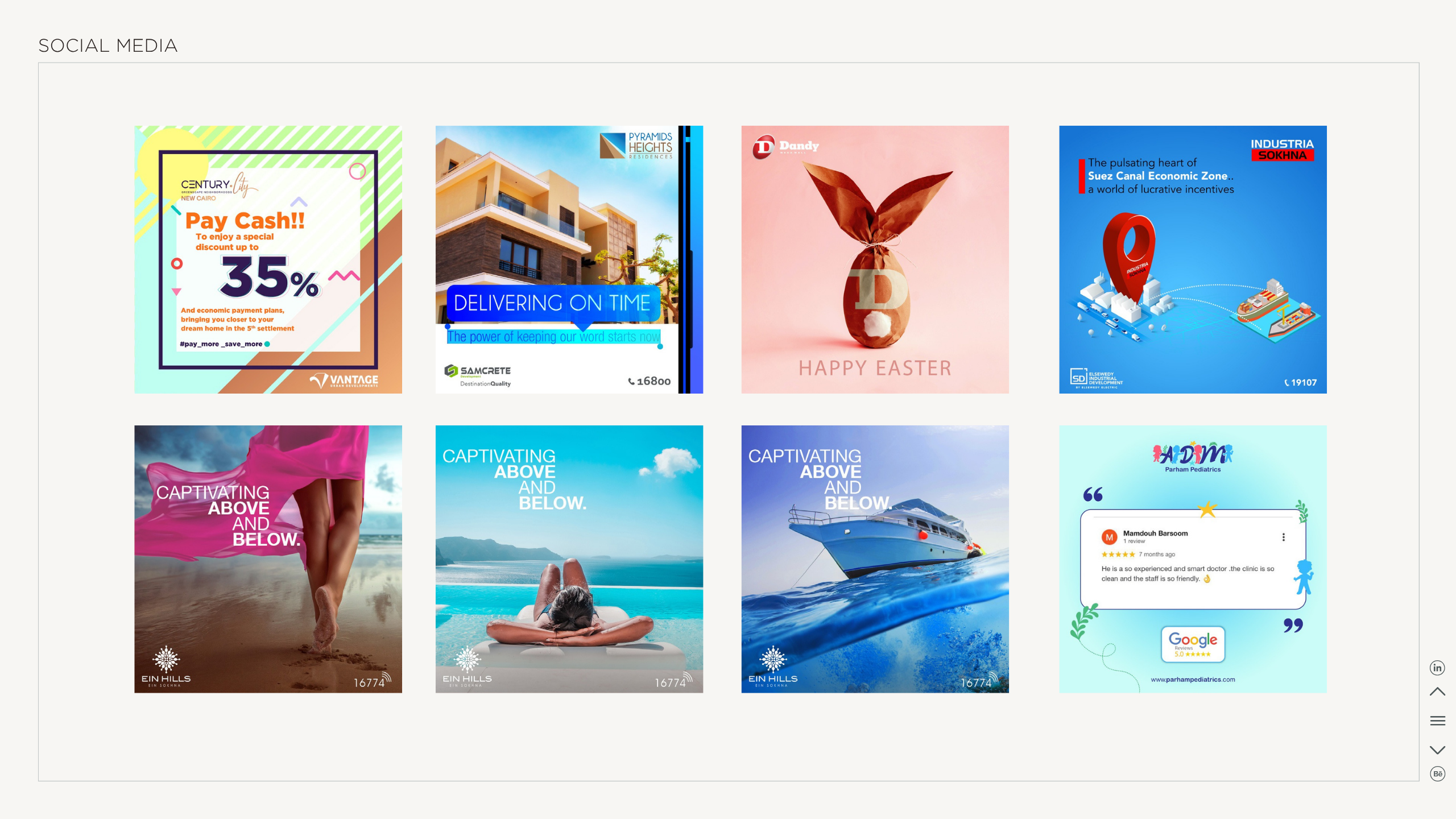 Social media design portfolio collage